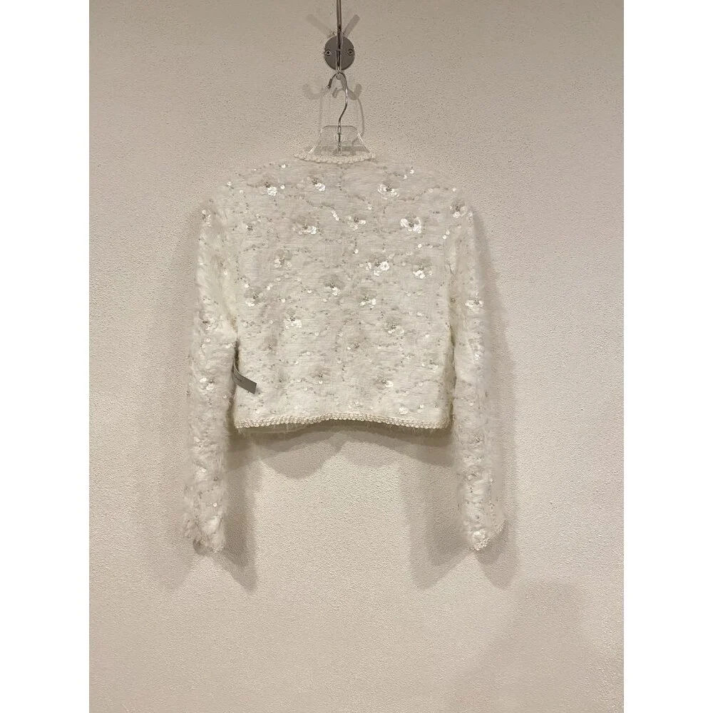 Dream Sister Jane Agatha Jacket Womens XS Ivory Embellished Sequin Pearl Trim - Picture 7 of 7